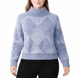 Christian Siriano Womens Sweater Size L Blue Long Sleeve Pullover Mock Neck Soft